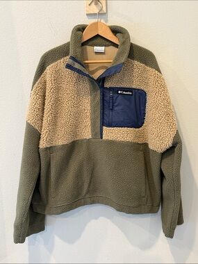 Columbia Lodge Sherpa Pullover Women’s‎ XXL Snap Up Jacket